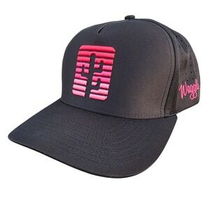 Waggle Golf Mirage Hat Black Embroidered Snapback Breathable Adjustable Golf Cap